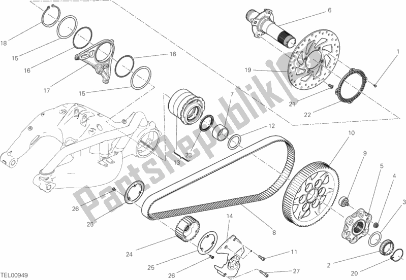 All parts for the Hub, Rear Wheel of the Ducati Diavel Xdiavel S Brasil 1260 2018